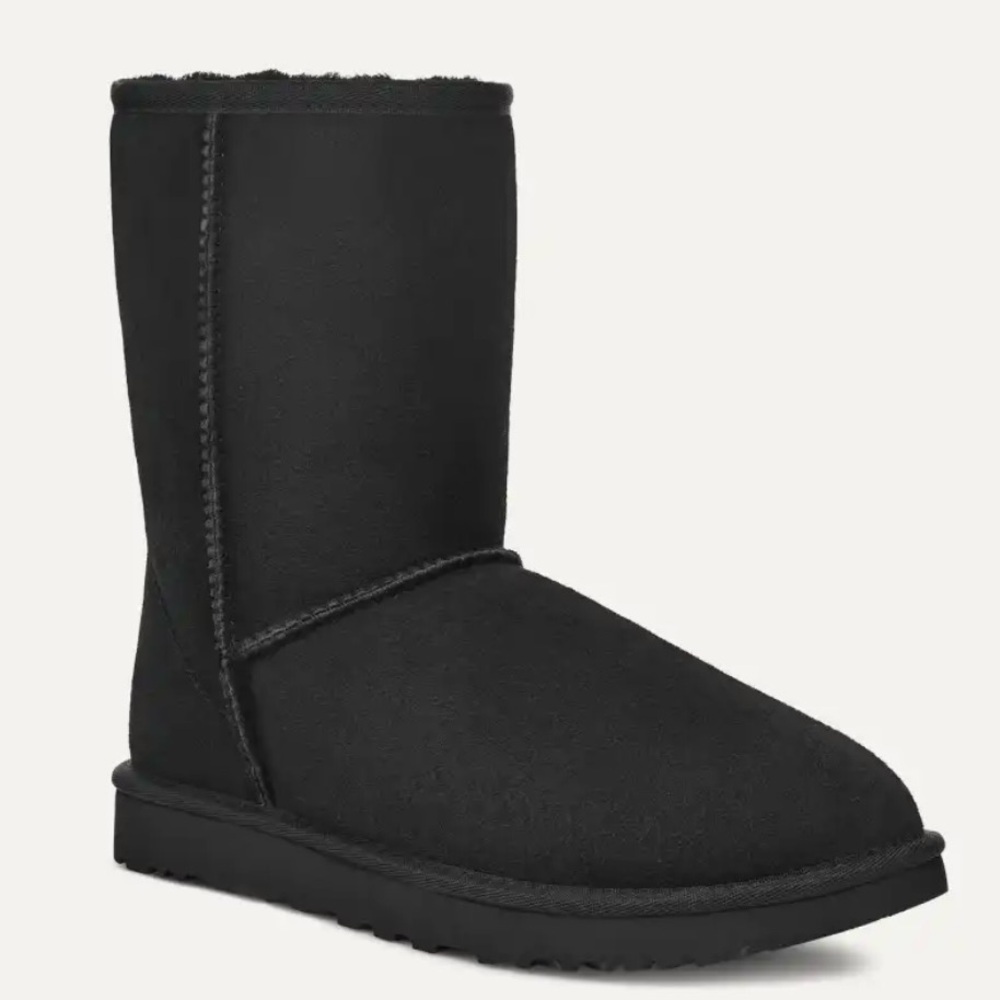 UGG Classic II Short Genuine Sheepskin Boots, Black, Size 9